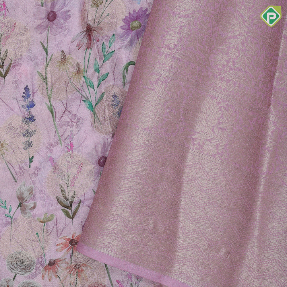 Light Trendy Colour Based Flowers Design Border Floral Weave Design Fancy Cotton Saree