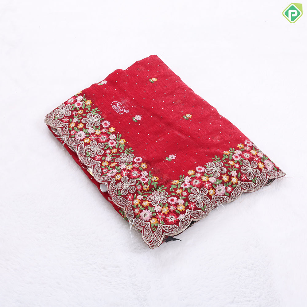 Peacock green embroidered flower and stone work design muti color cutwork border Hollywood fancy saree