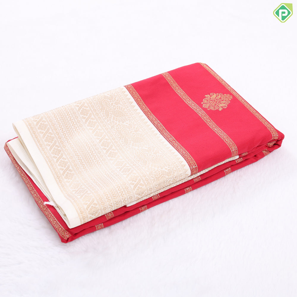 Lavender gold zari Lines and Butta Design contrast dark green peacock butta border art silk gift saree