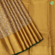 Gold Zari tissue silver zari grand floral design self gold zari green edge border grand tissue silk saree