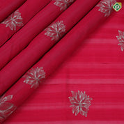 Raspberry pink silver zari fancy flower butta self color big floral embroidered border trending fancy saree