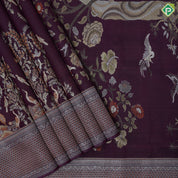 Maroon brown silver gold zari meena work self goldish diamond design border pallu concept exclusive bridal silk saree