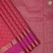 Grape brown gold zari stripes and flower butta purple gold zari retta pattai border pure mix silk saree