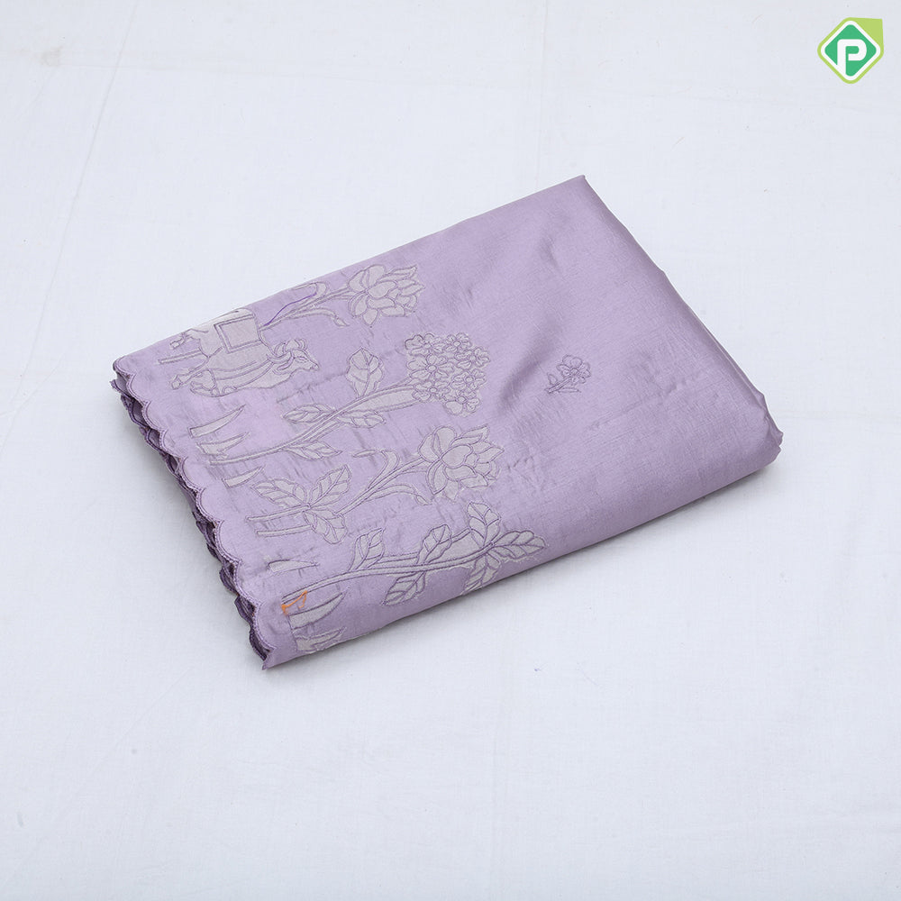 Tusser style plain body Embroidery border design fancy cotton saree