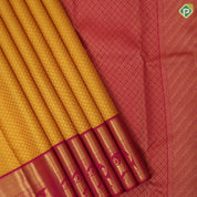 Mustard Yellow Gold Zari Ruthracham Design Rani Pink Yazhi Border Design Traditional Silk Saree