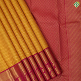 Mustard Yellow Gold Zari Ruthracham Design Rani Pink Yazhi Border Design Traditional Silk Saree
