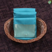 Sea blue self designed gold zari mayilkan border 8*4 Pure Silk Dhoti Vesti Set