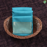 Sea blue self designed gold zari mayilkan border 8*4 Pure Silk Dhoti Vesti Set