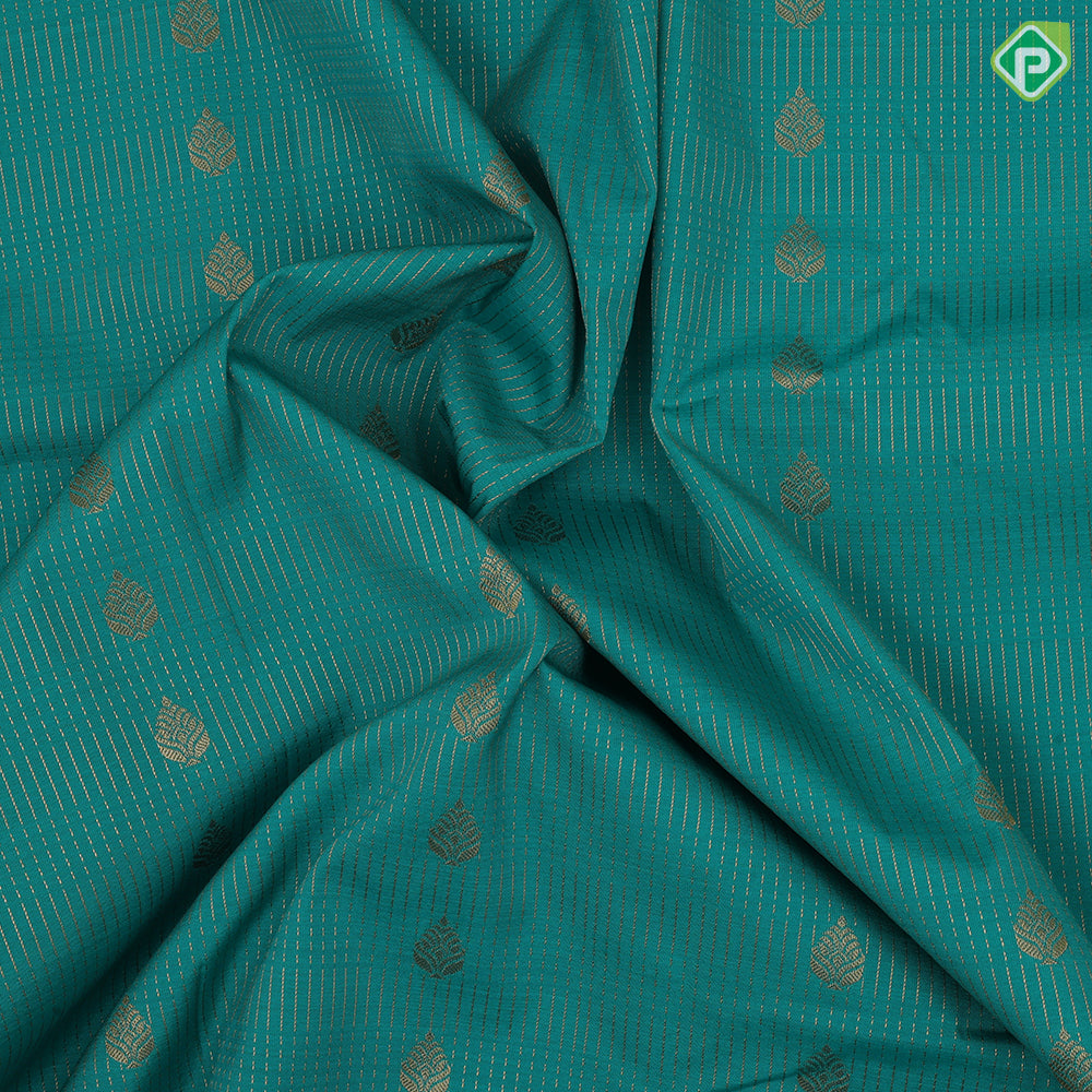 Rexona green gold zari stripes and thilagam butta design rani pink gold zari rettapet border Art silk saree