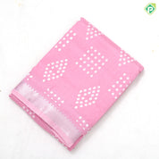 Light color base white dots grouped shapes design self silver zari border fancy chiffon sarees