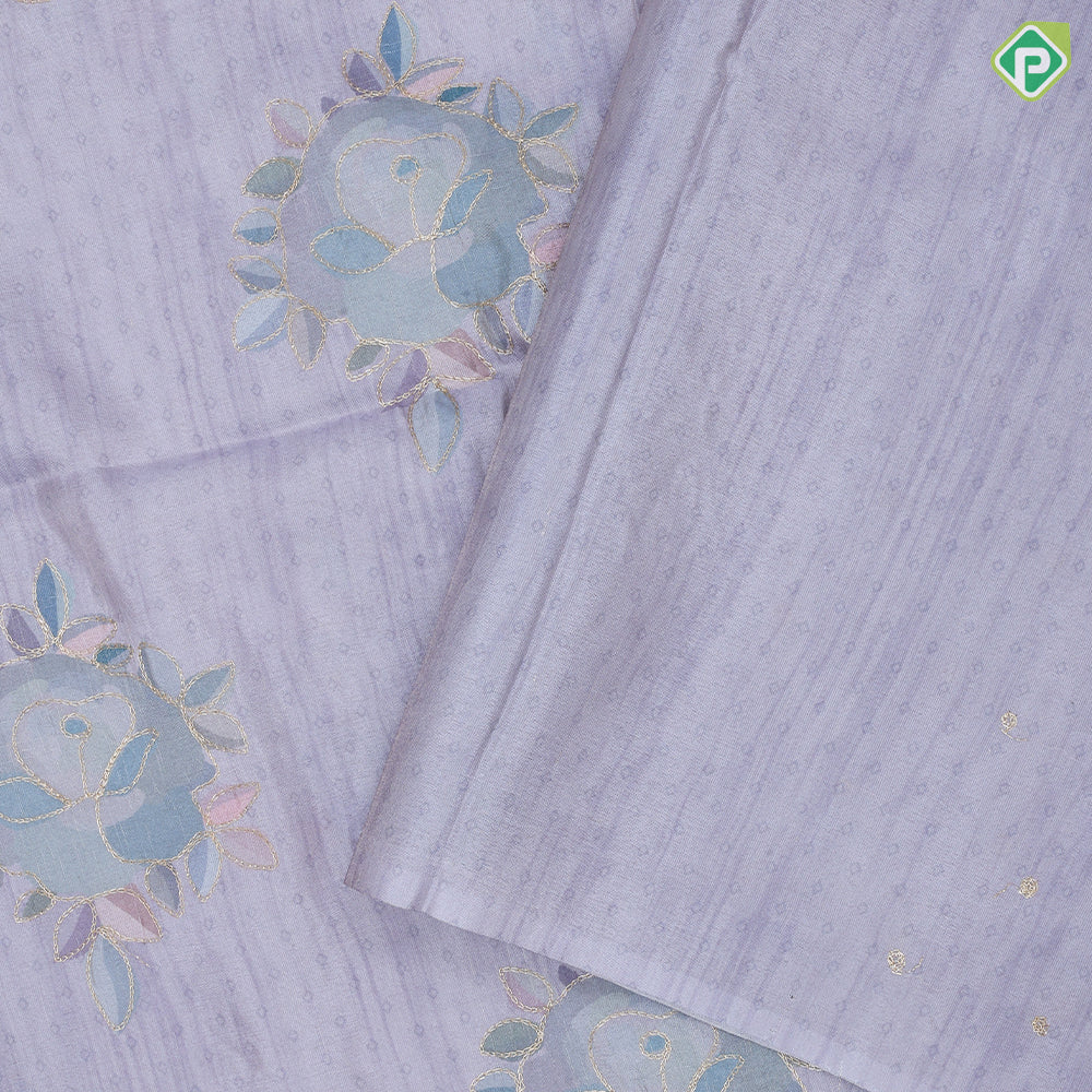 Pastel natural color zari flower design multi color line border semi tusser saree