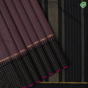 Maroon and silver grey stripes design black with gold zari tazhampoo design purple edge border traditional silk saree