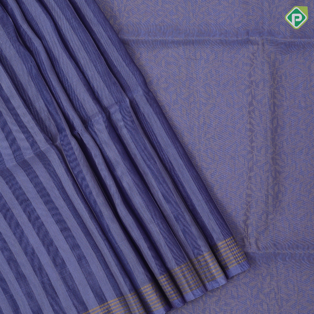 Peach pink base elephant grey stripes design self gold zari border grand classic floral pallu linen soft silk saree