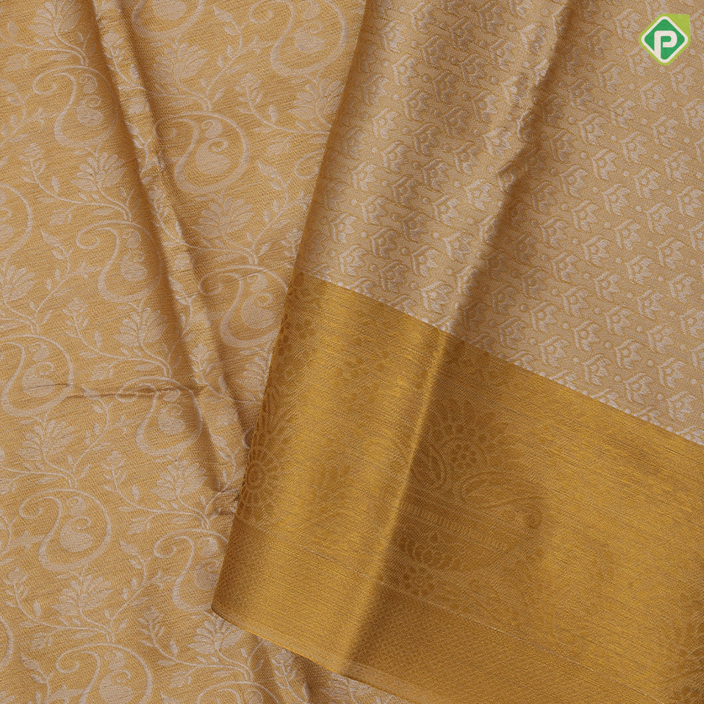 Gold Tissue Floral Design Bavanji Border Design Trending Fancy Saree