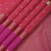 Grape brown gold zari stripes and flower butta purple gold zari retta pattai border pure mix silk saree