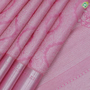 Pastel pink silver zari thilagam meena work butta self silver zari rangoli border bridal silk saree