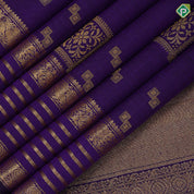 Purple blue gold zari designed frame butta self gold zari multi lines butta border traditional Navratri special silk saree