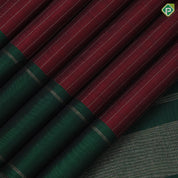 Magenta copper gold zari beads stripes design dark green plain gold zari two lines border traditional silk saree