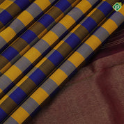Multi color checks paalum pazhamum kattam self gold zari peacock butta design traditional silk saree
