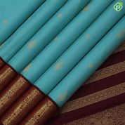 Bermuda Gold Zari Small Motif Design Dark Brown Peacock Ruthracham Border Deign Traditional Silk Saree
