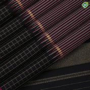 Maroon and silver grey stripes design black with gold zari tazhampoo design purple edge border traditional silk saree