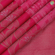 Rose pink cream thread work fancy design self plain gold zari fancy flower butta border trendy designer silk saree