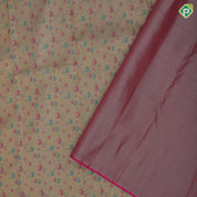 peach green base gold zari by zari tissue multi color bubbles self hibiscus flower design border trendy designer silk saree