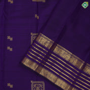 Purple blue gold zari designed frame butta self gold zari multi lines butta border traditional Navratri special silk saree