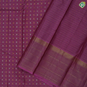 Onion pink gold zari checks silver gold zari thousand butta design self tissue lines border traditional silk saree