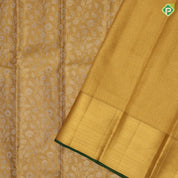 Gold Zari tissue silver zari grand floral design self gold zari green edge border grand tissue silk saree