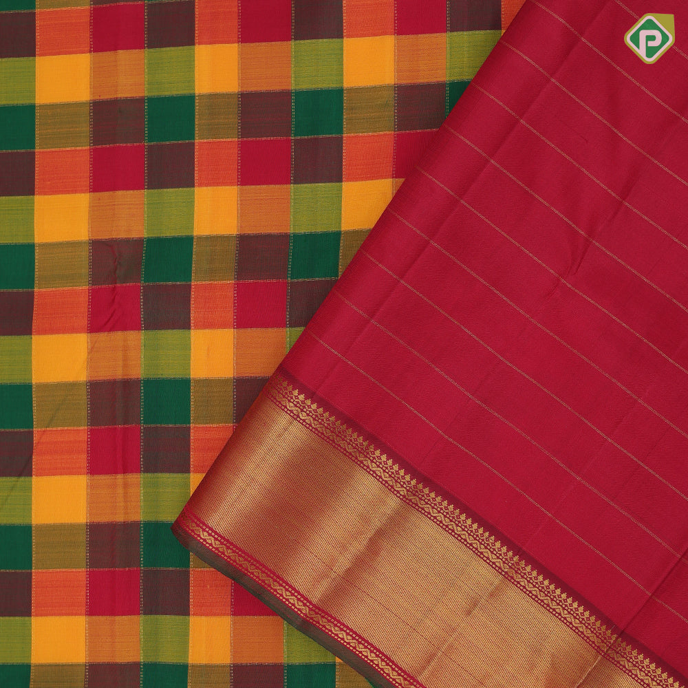 Paalum Pazhamum mullti color gold zari padded design self gold zari bavanji border traditional silk saree
