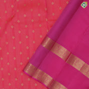 Grape brown gold zari stripes and flower butta purple gold zari retta pattai border pure mix silk saree