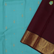 Bermuda Gold Zari Small Motif Design Dark Brown Peacock Ruthracham Border Deign Traditional Silk Saree