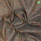 peach green base gold zari by zari tissue multi color bubbles self hibiscus flower design border trendy designer silk saree
