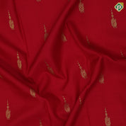 Red Gold Zari Peacock Butta Design Self Colour Waves Ruthracham Thilagam Border Design Traditional Silk Saree