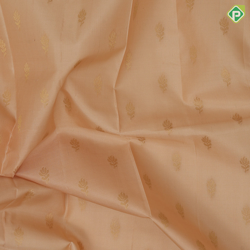 peach cream gold zari fancy flower butta motifs mango yellow silver zari paithani border fancy gift silk saree