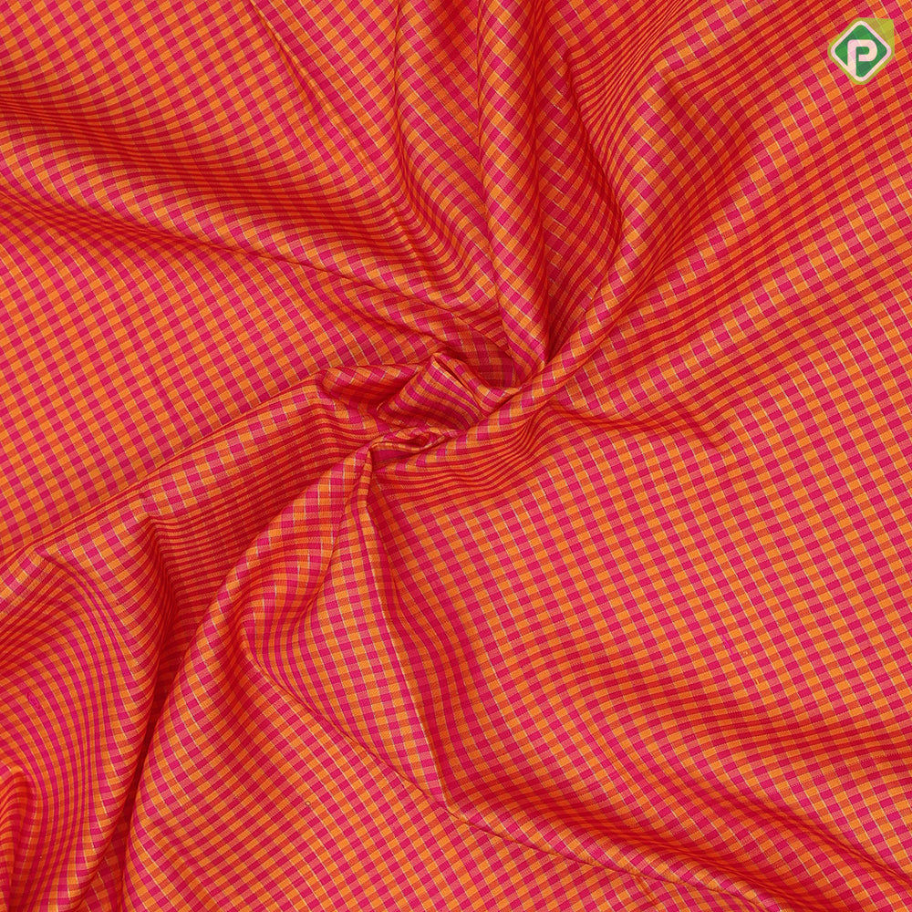Multi color micro madras checks design dark green gold zari vanasingaram design border traditional silk saree