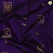 Purple blue gold zari designed frame butta self gold zari multi lines butta border traditional Navratri special silk saree