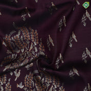 Maroon brown silver gold zari meena work self goldish diamond design border pallu concept exclusive bridal silk saree
