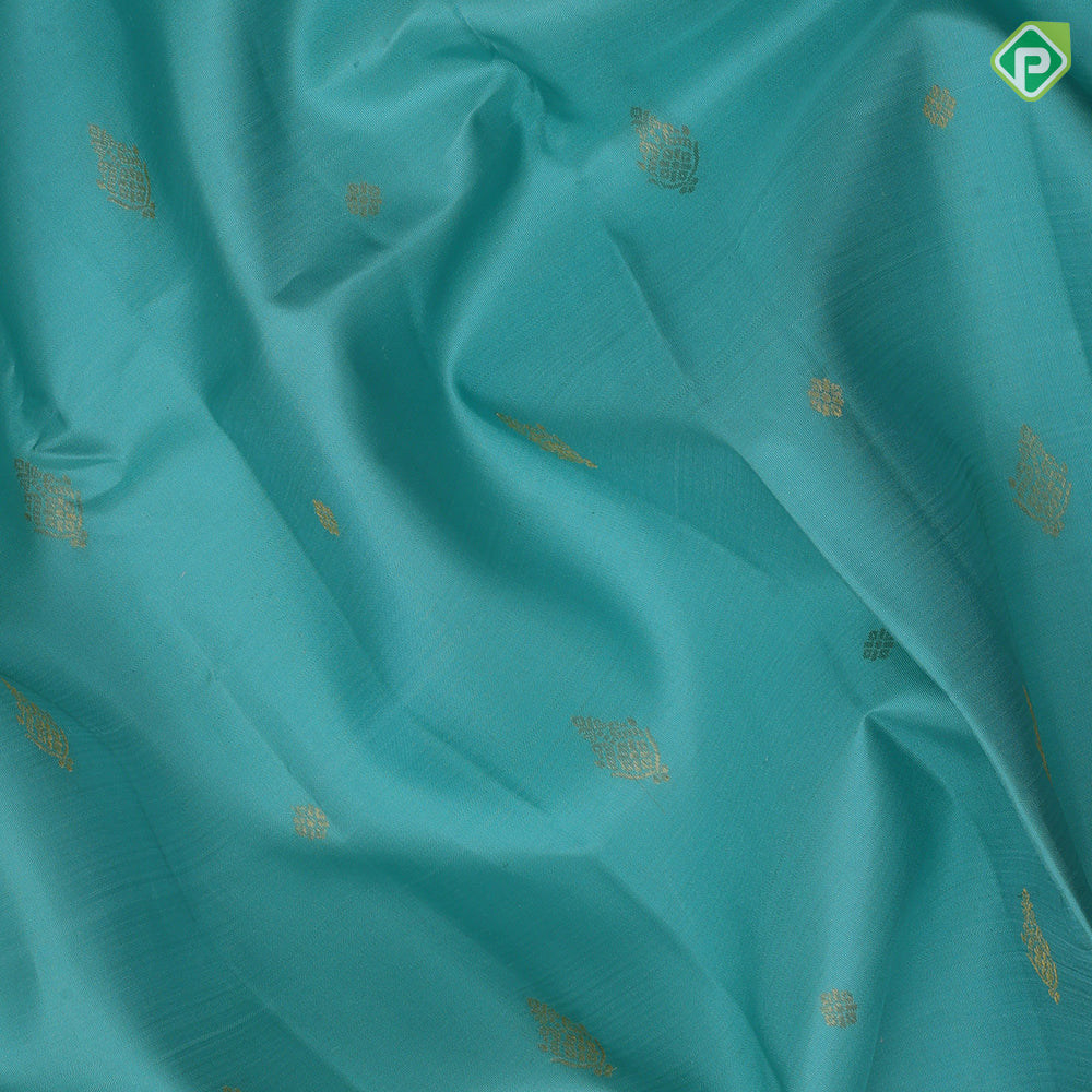 Bermuda Gold Zari Small Motif Design Dark Brown Peacock Ruthracham Border Deign Traditional Silk Saree