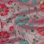 Pastel pink multi color meena work banaras design self designed border tusser tissue saree