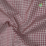 Maroon base Multi color checked grand pallu Lemon green gold zari koorvai temple border silk cotton saree