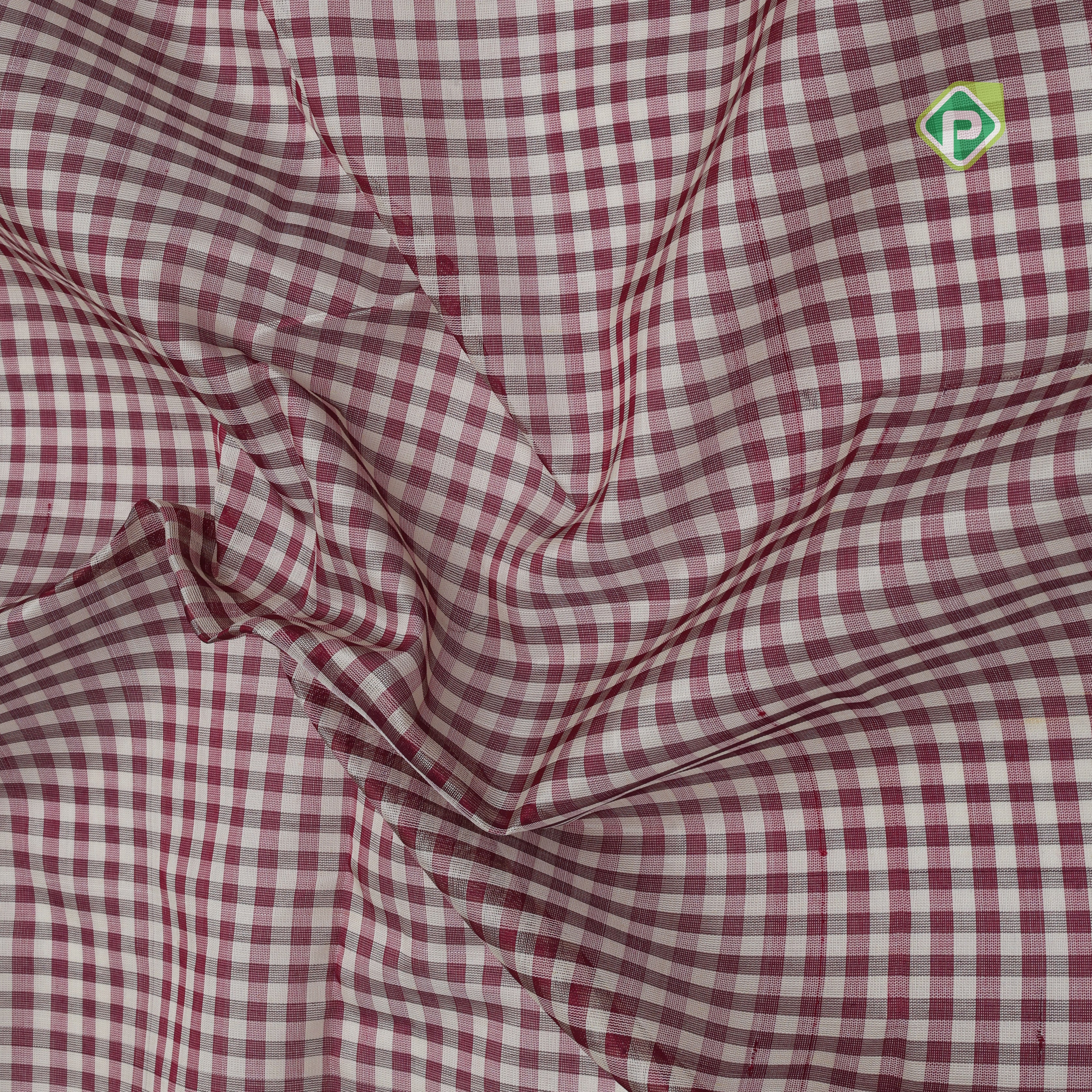 Maroon base Multi color checked grand pallu Lemon green gold zari koorvai temple border silk cotton saree