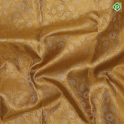 Gold Zari tissue silver zari grand floral design self gold zari green edge border grand tissue silk saree