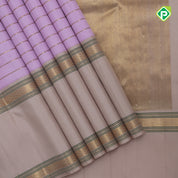 Light Lavender gold zari vairaoosi design beige gold zari rettapet border traditional silk saree