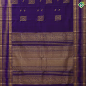 Purple blue gold zari designed frame butta self gold zari multi lines butta border traditional Navratri special silk saree