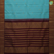 Bermuda Gold Zari Small Motif Design Dark Brown Peacock Ruthracham Border Deign Traditional Silk Saree