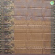 Mint green gold zari kattam checked round butta self thamayanthi stading posture art effect painting signature silk saree
