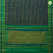 Steel Blue Gold Zari Thread Lines Vairaoosi Design Parrot Green Ruthracham Thread Mayilkan Border Design Trendy Fancy Silk Saree