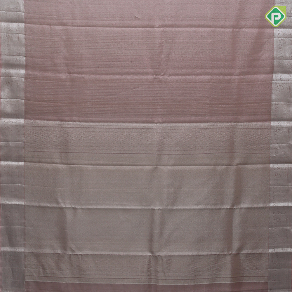 Onion pink silver zari by zari fancy tissue weaved self silver zari peacock elephant butta border tissue silk saree